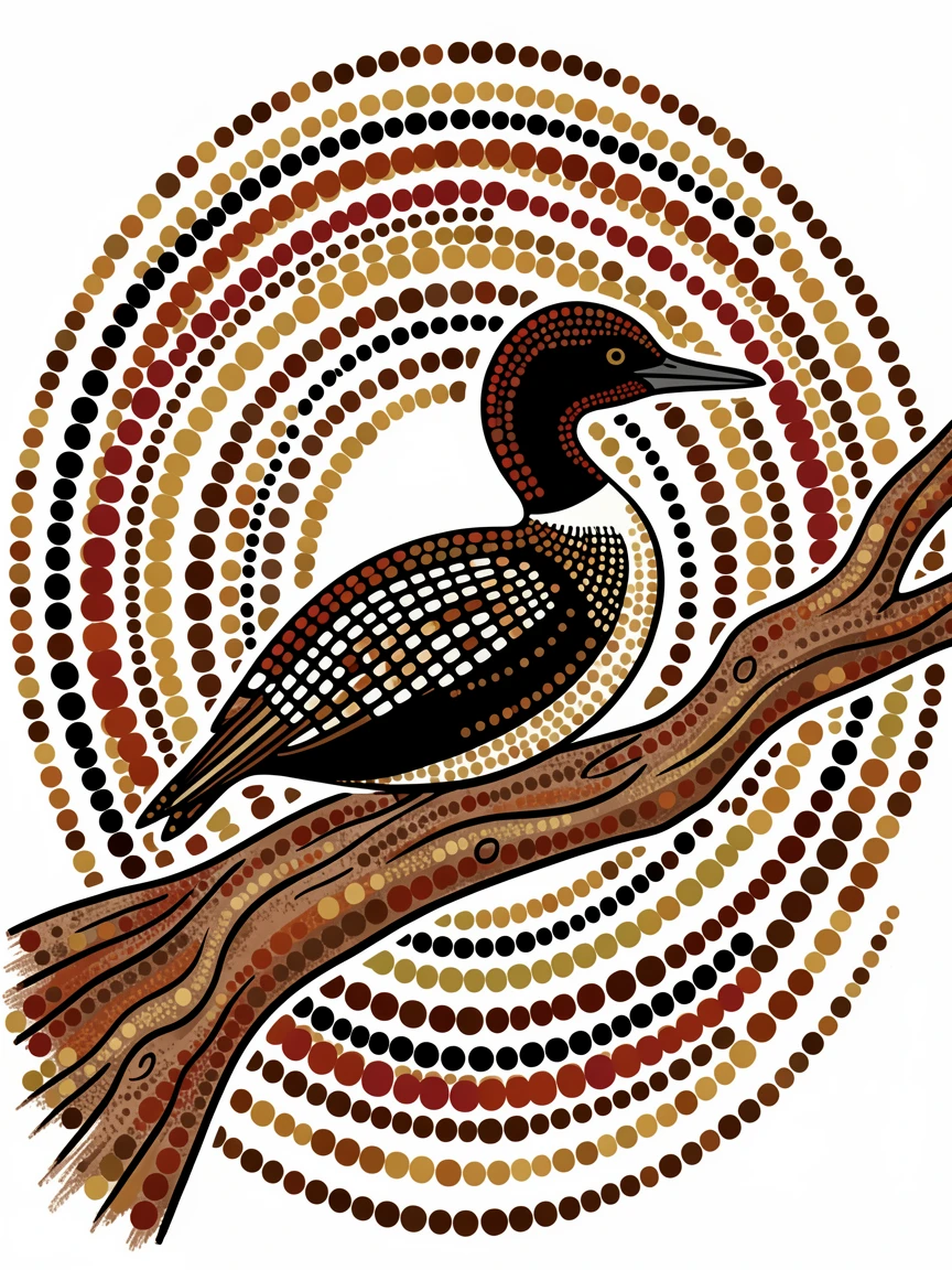 A loon perched on a weathered branch