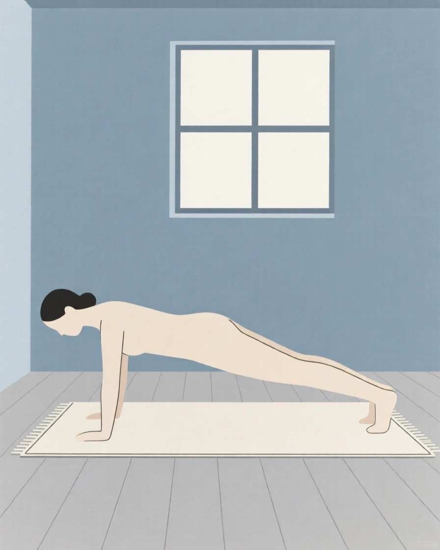 A person doing a plank exercise at home