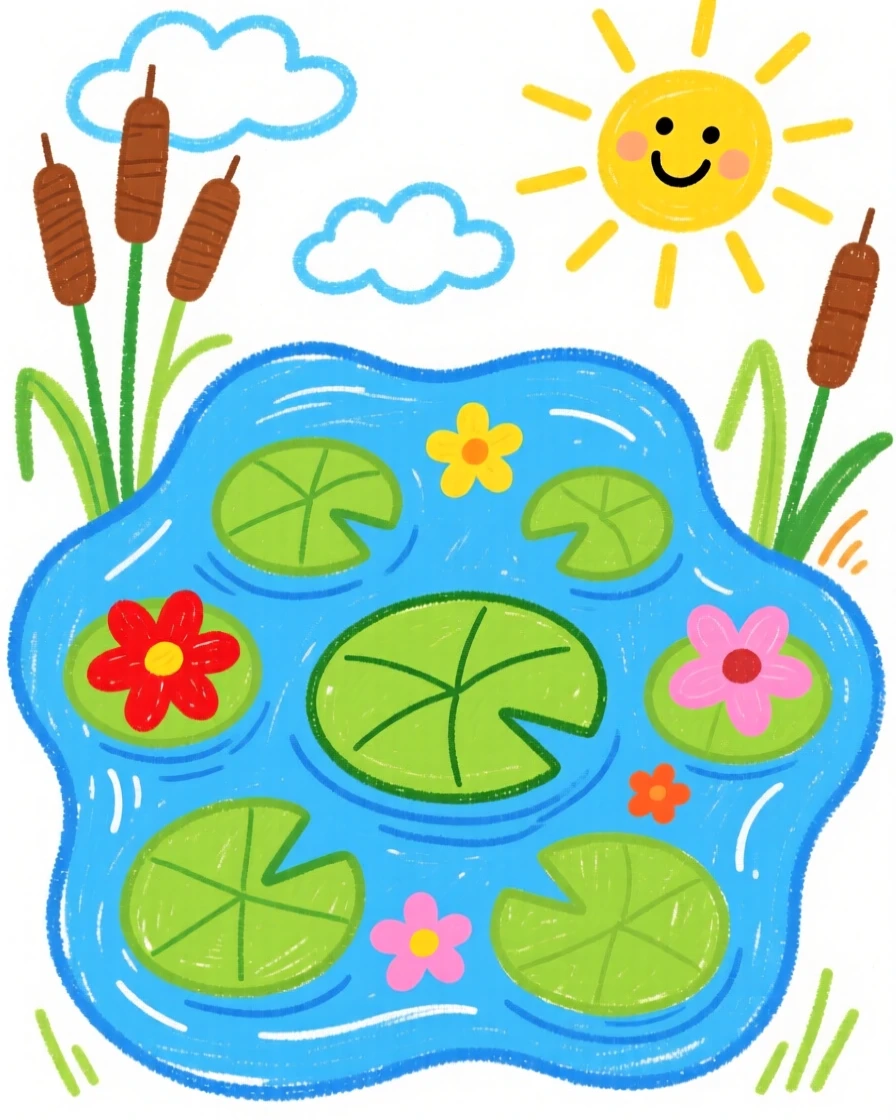 A peaceful pond covered in lily pads.