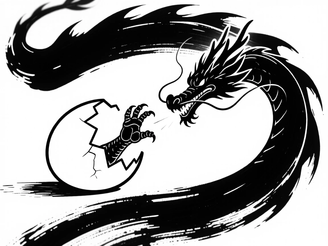 A dragon egg cracking open, a tiny clawed foot emerging into the light.