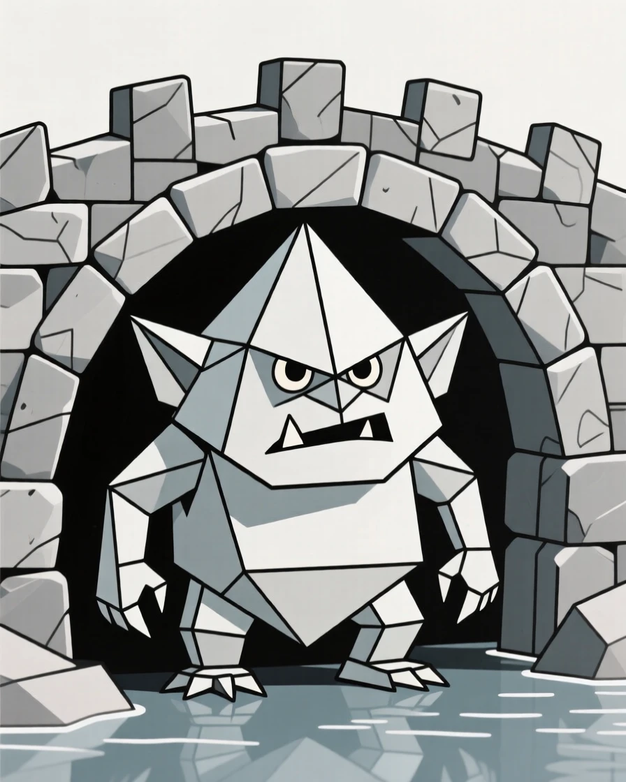 A troll lurking beneath an old stone bridge