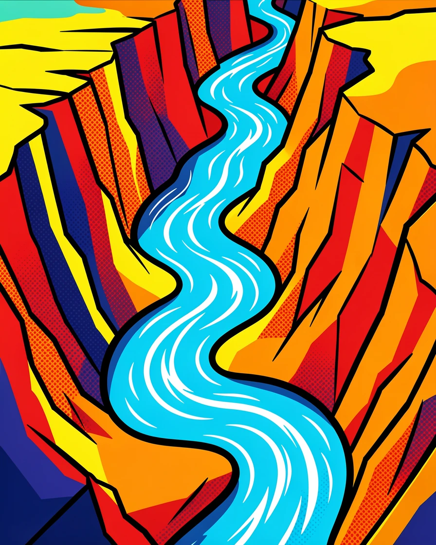 A canyon carved by a winding river seen from above