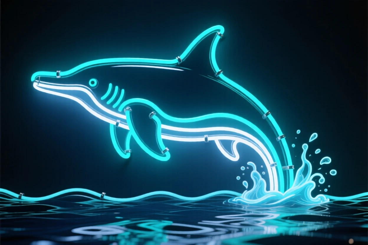 A Ichthyosaur breaching the surface of an ancient ocean.