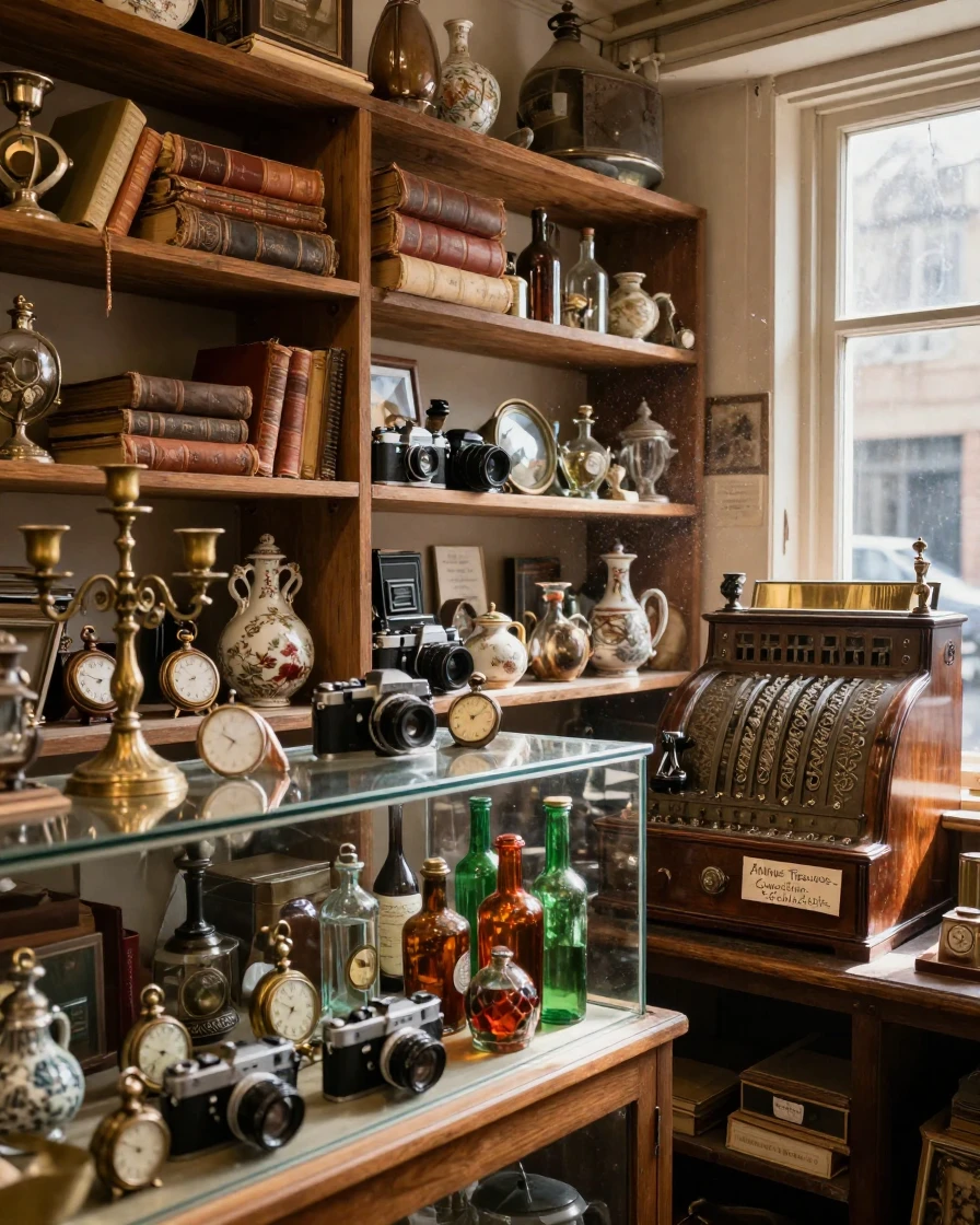 An antique shop filled with curious vintage treasures