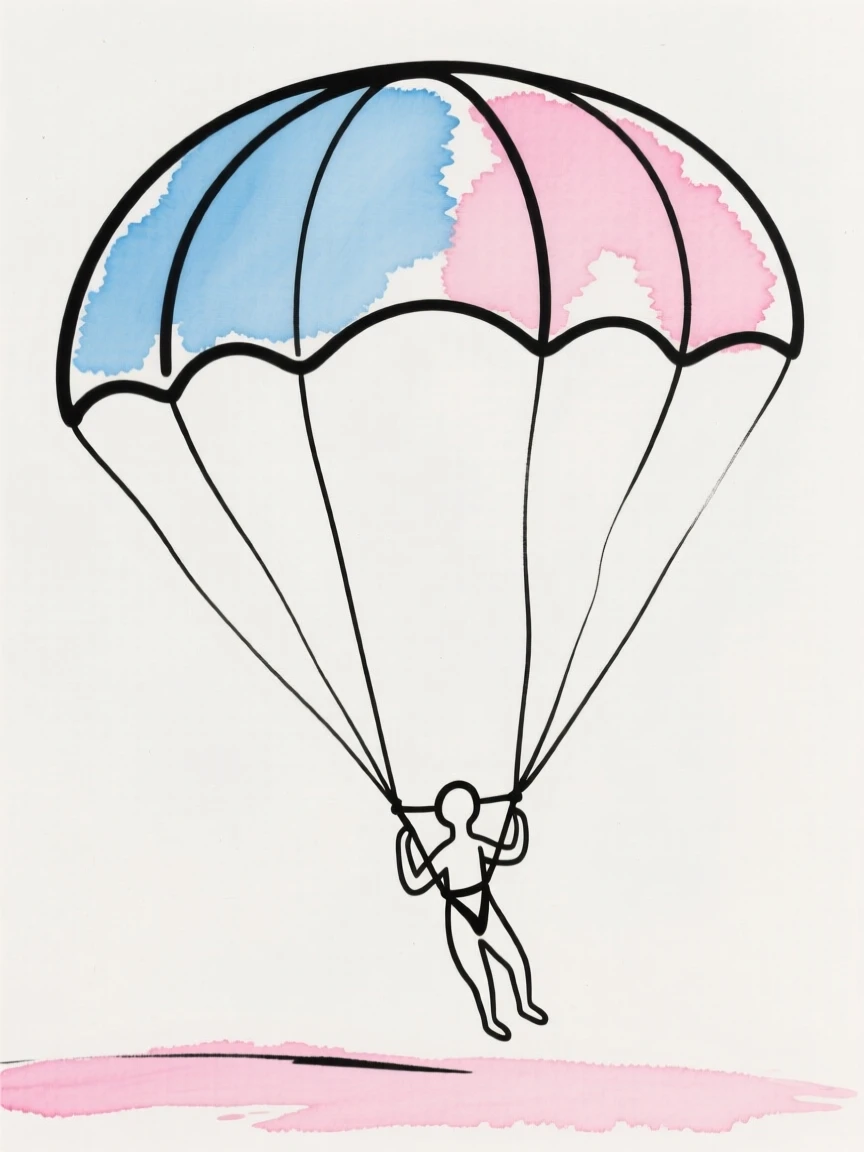 A parachute drifting toward the ground