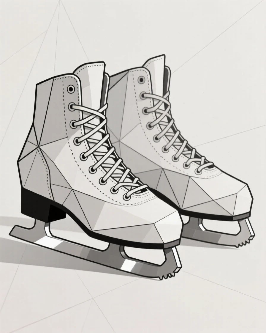 A pair of ice skates with polished blades