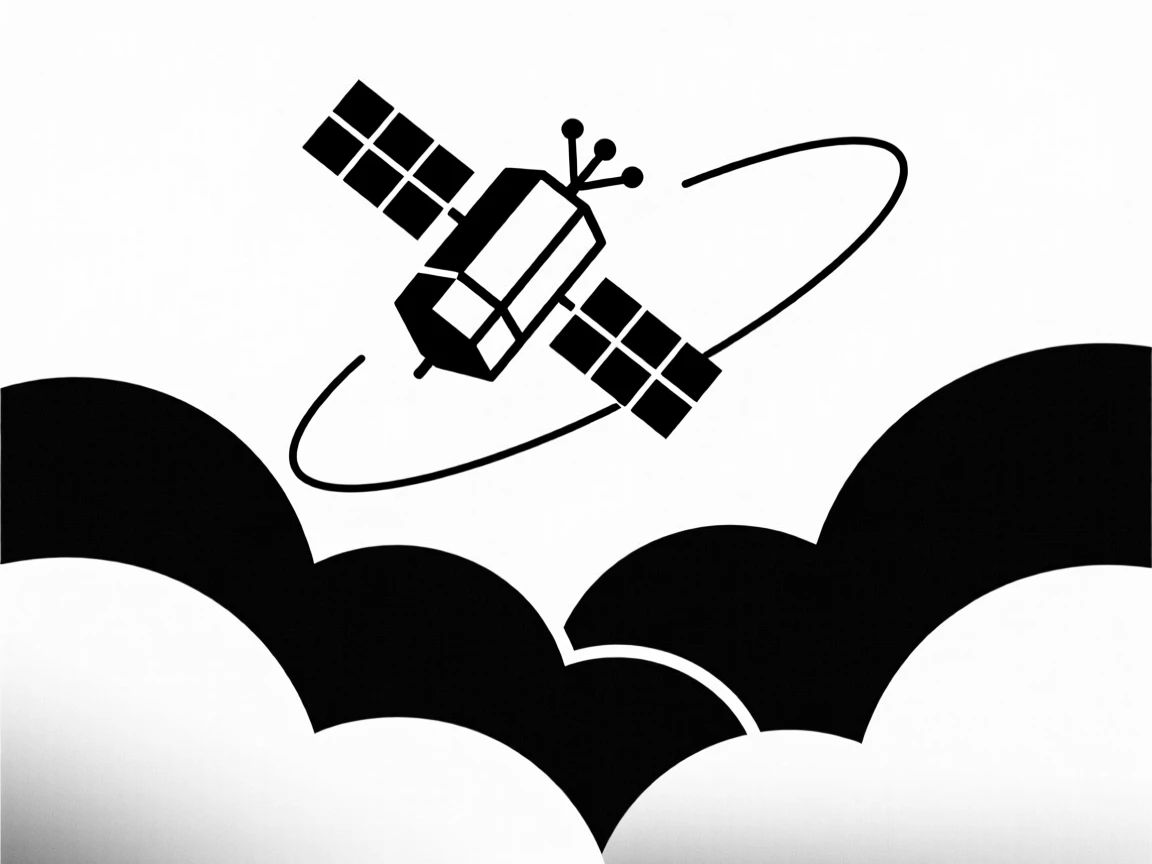 A satellite orbiting silently above the clouds.