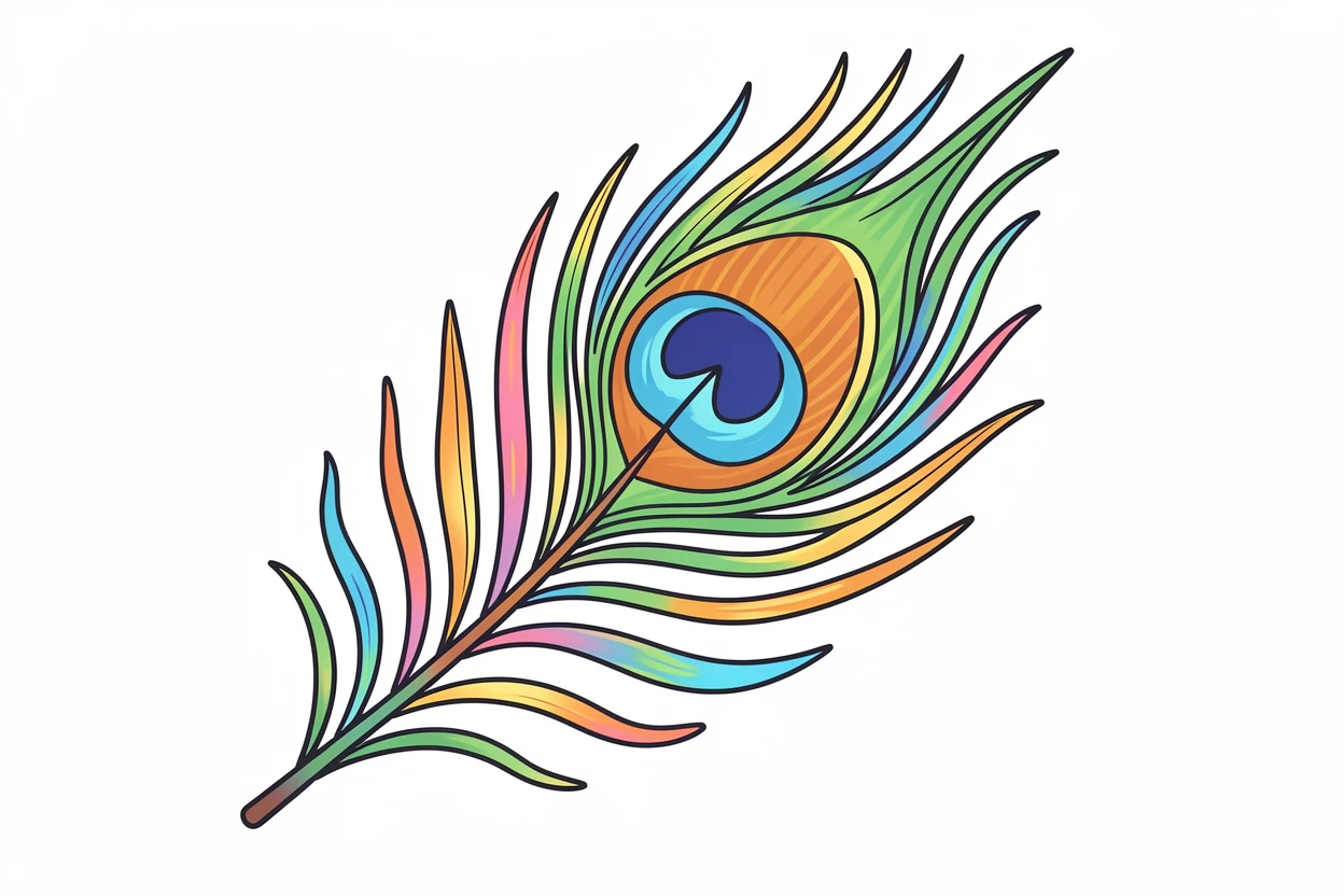 A close-up of a peacock feather with its iridescent eye pattern.