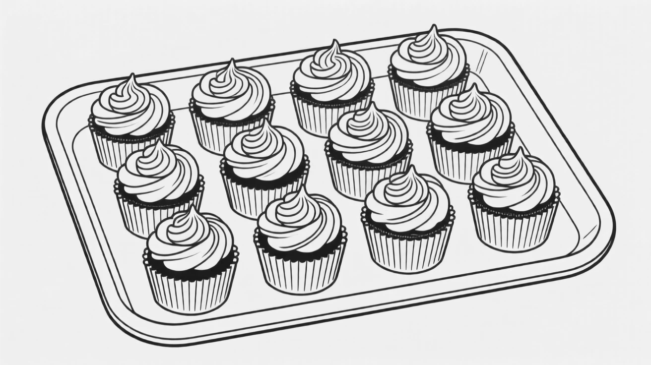 A tray of cupcakes with decorative frosting