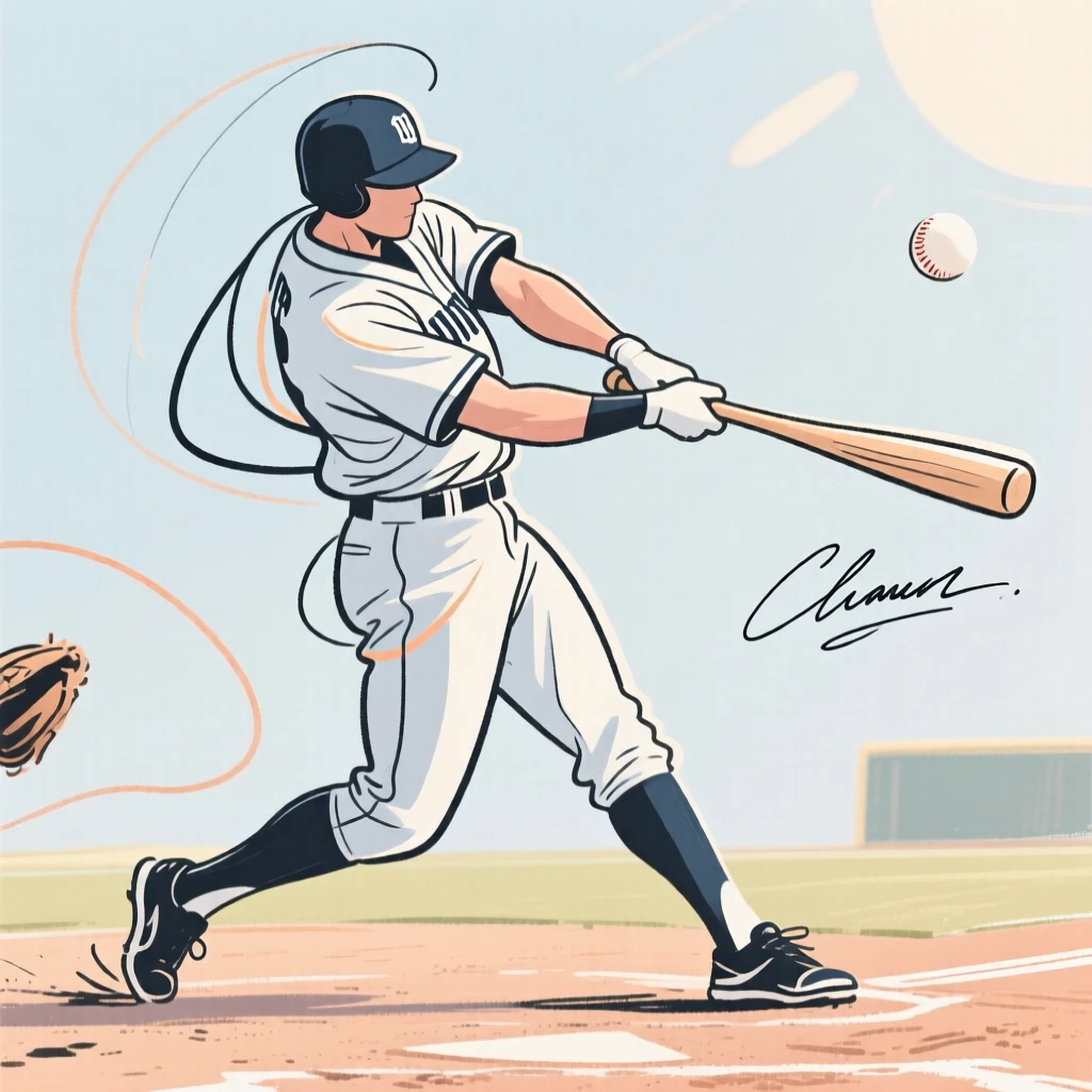 A baseball player swinging a bat during a sunny afternoon game.