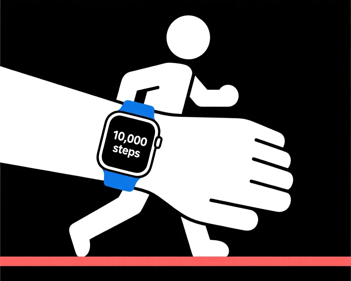 A person tracking steps on a fitness watch