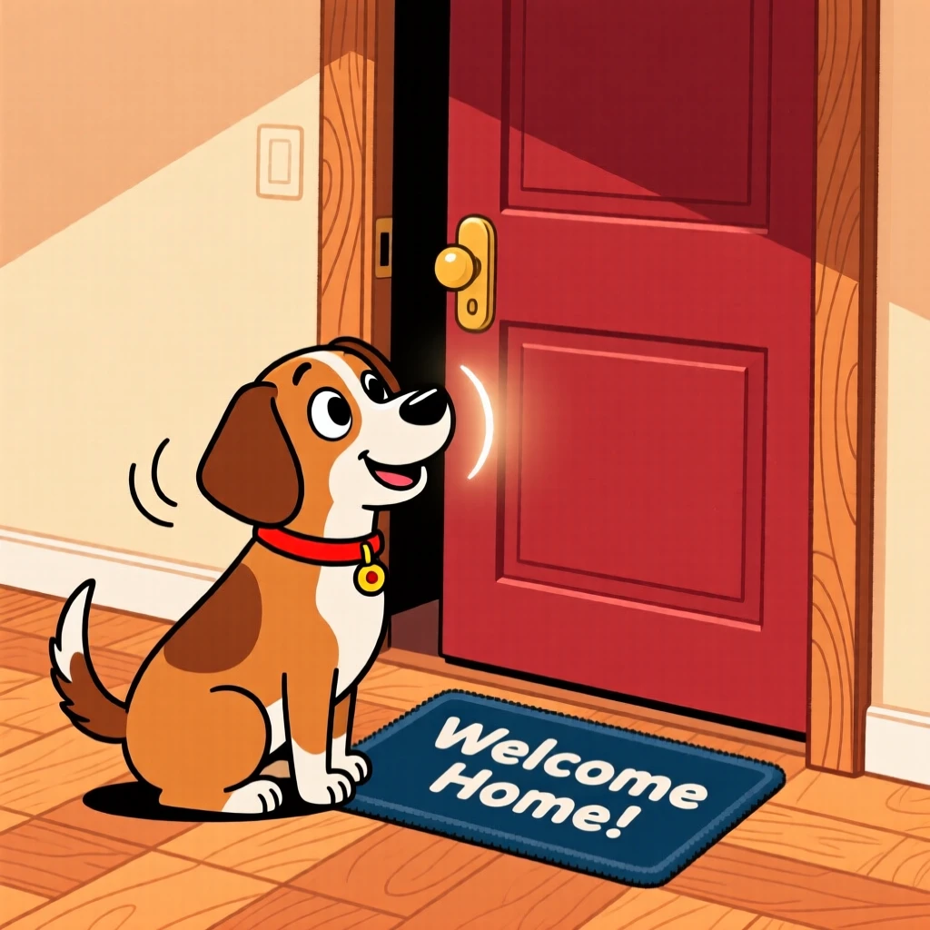 A dog waiting patiently by the door for its owner to come home.