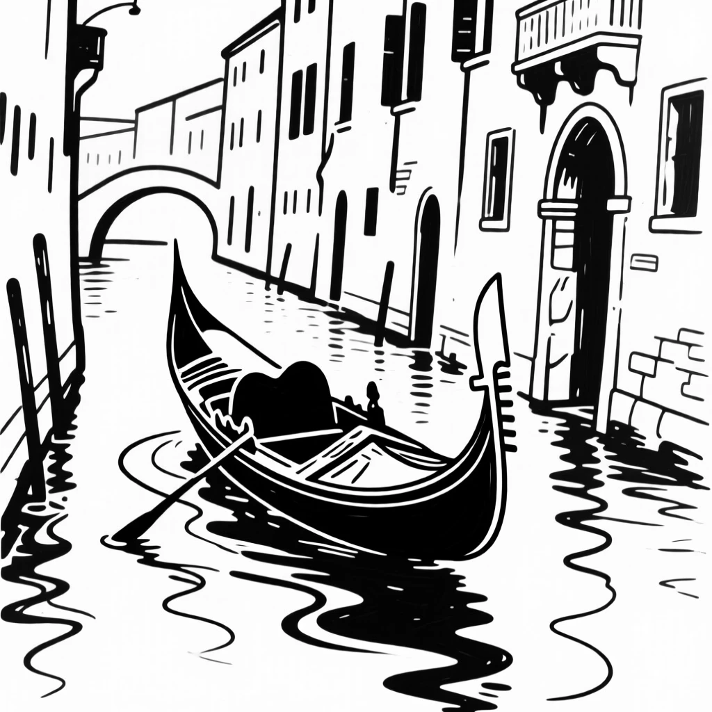 A Venetian gondola gliding through a narrow canal lined with historic buildings.