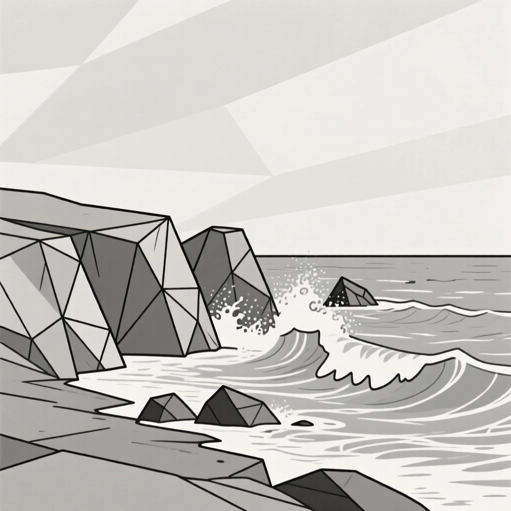 A rugged coastline with crashing ocean waves