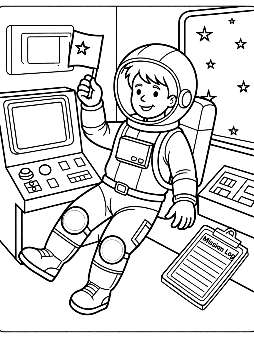 An astronaut floating weightlessly inside a space station