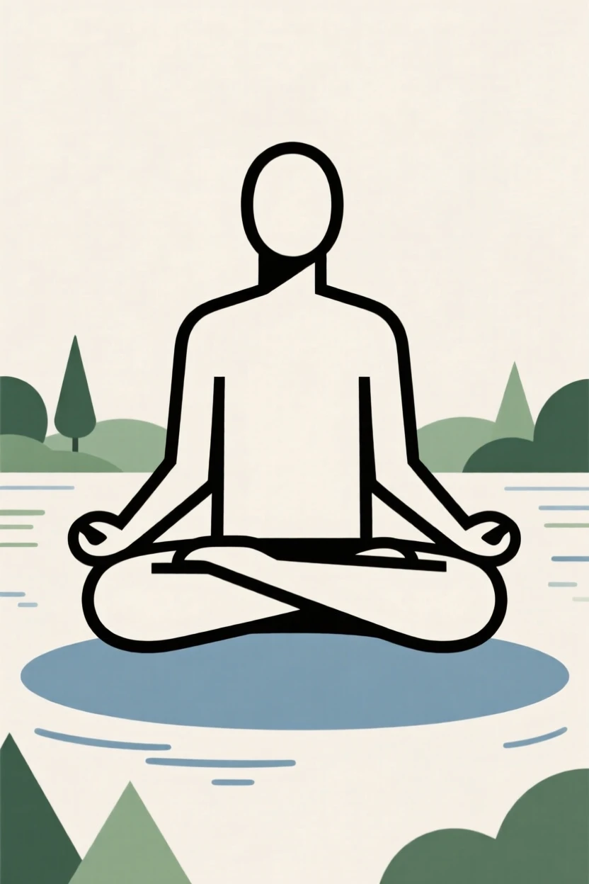 A person practicing mindfulness by a lake
