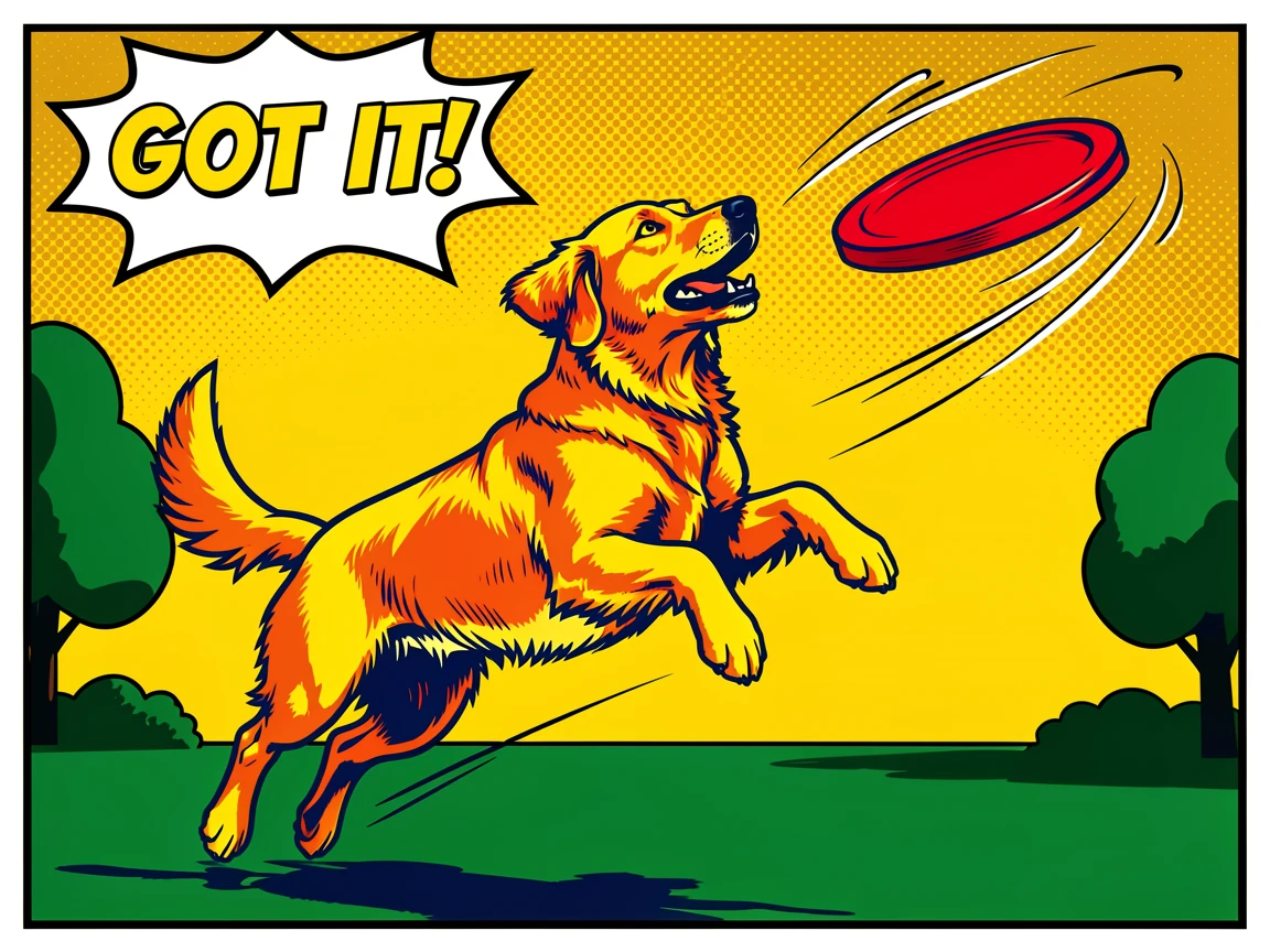 A late-day retriever catching a frisbee mid-air in a sunny park