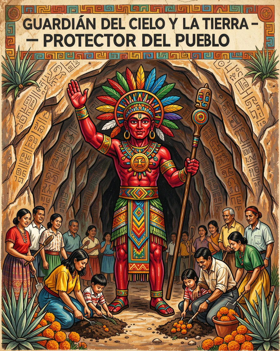 A guardian spirit standing at the entrance of a sacred cave