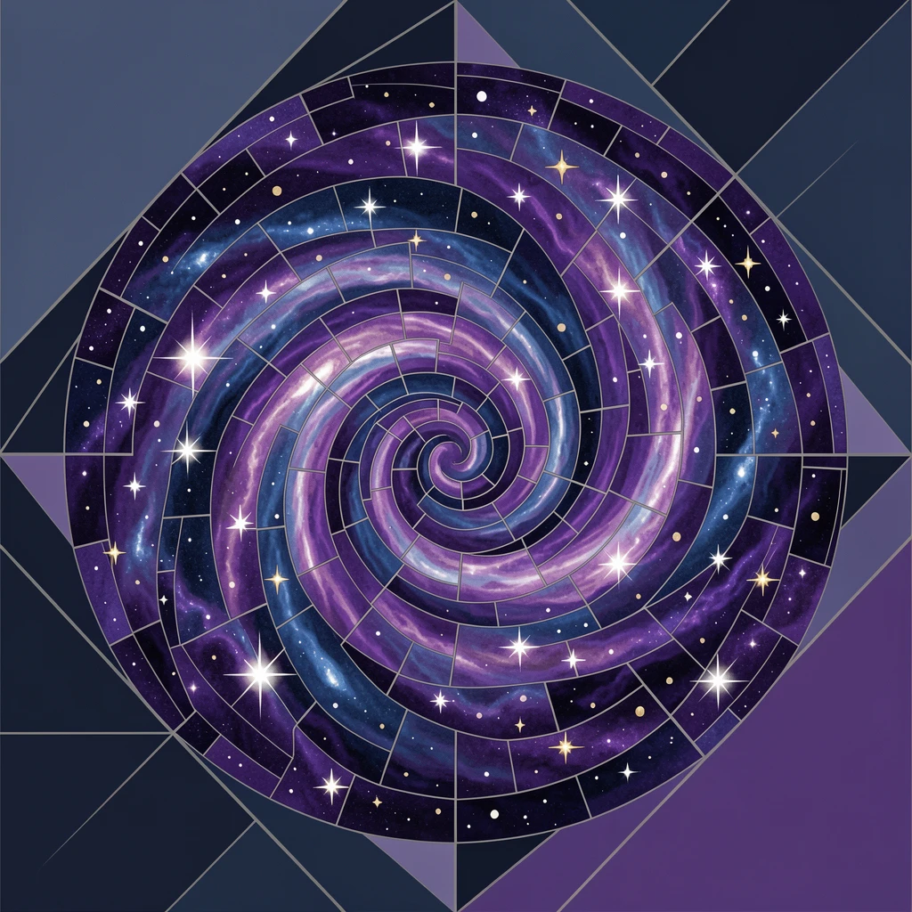 An awe-inspiring wide shot of a swirling purple and blue nebula scattered with distant stars, evoking wonder and vastness.