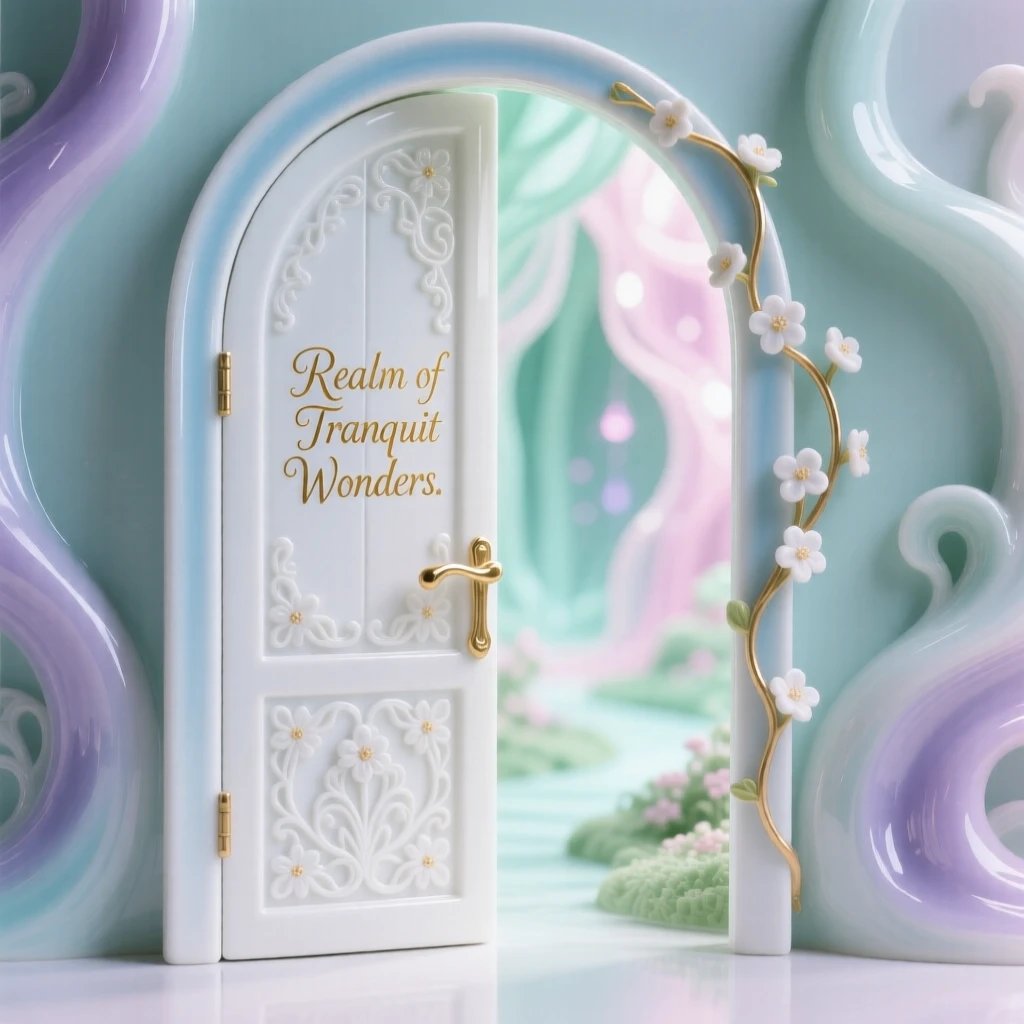 A magical secret door opening into a magical realm, a sense of quiet wonder filling the scene.