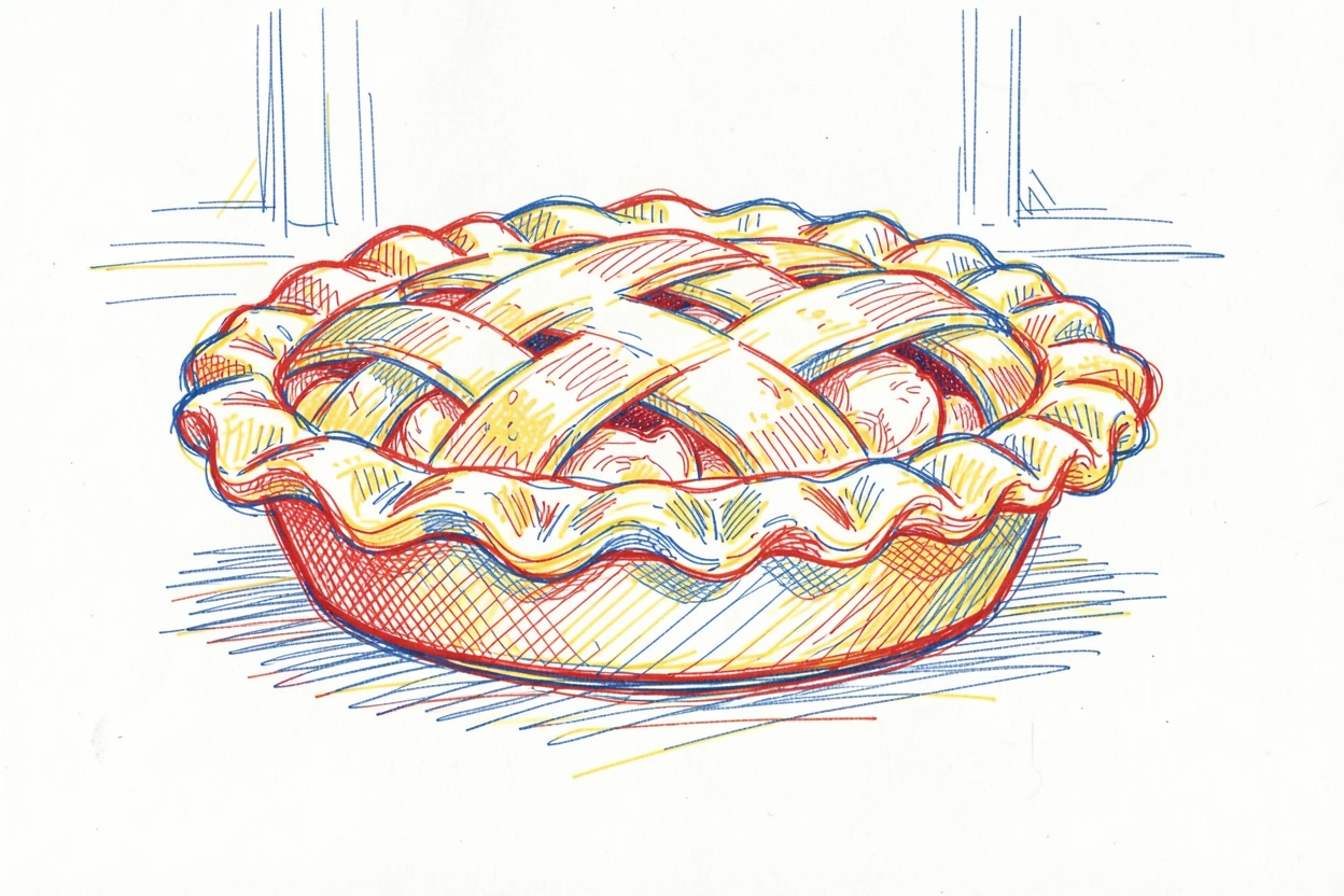 A rustic apple pie fresh from the oven with a golden lattice crust