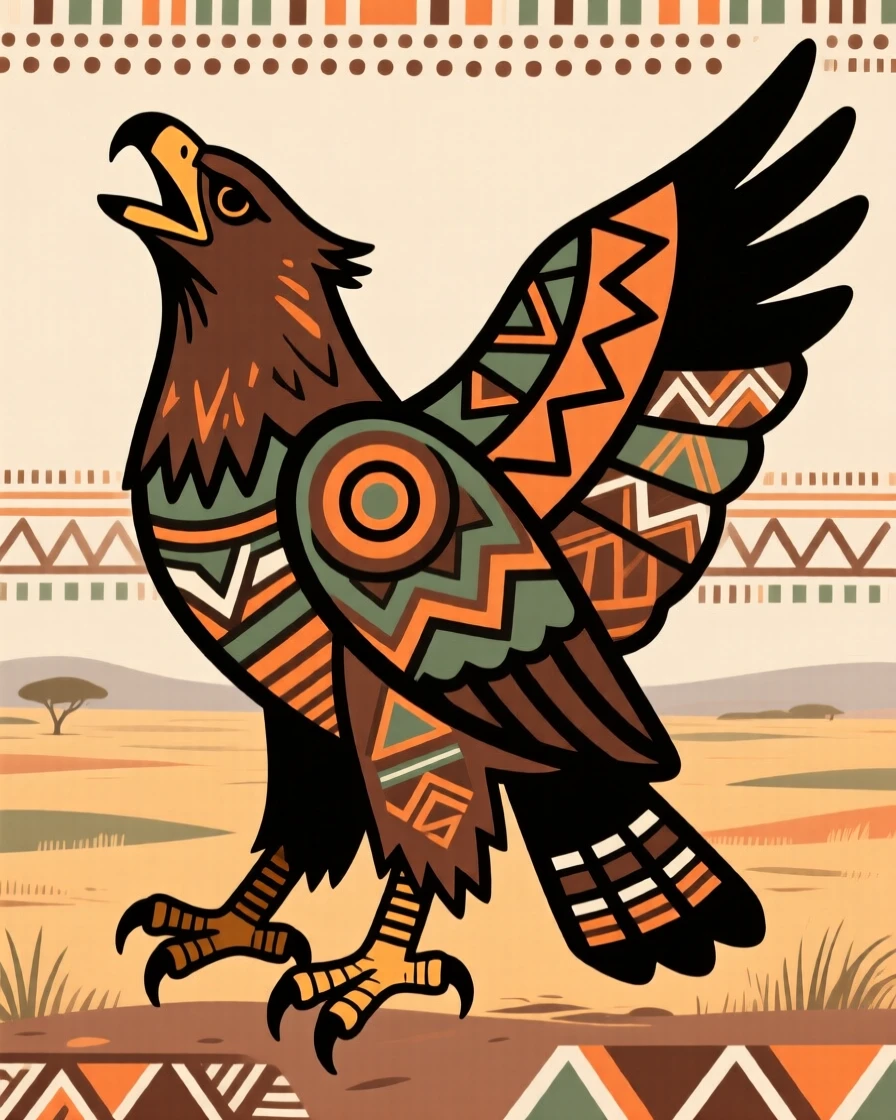 An African fish eagle calling out across the plain.