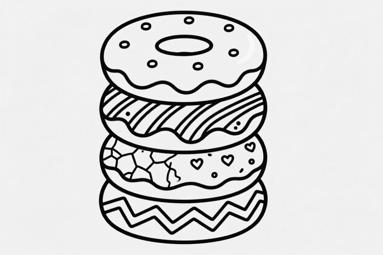 A stack of donuts with various glazes