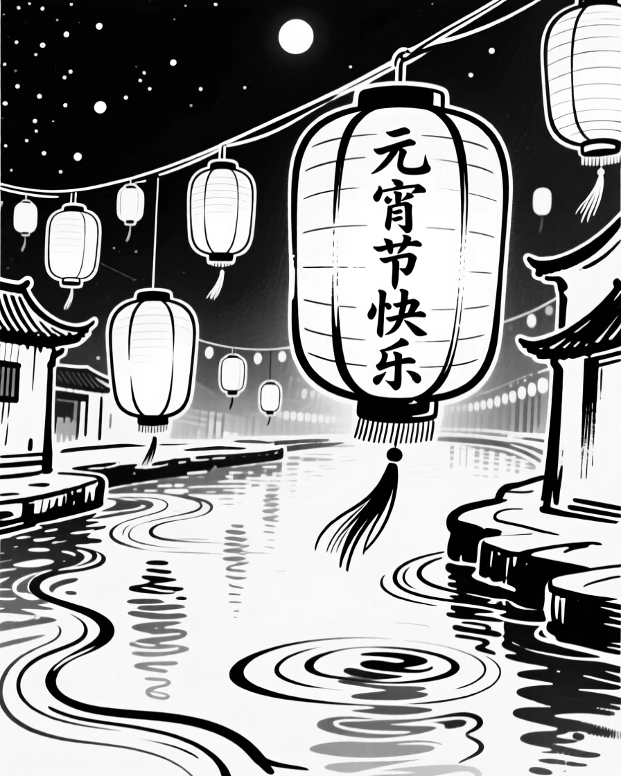 A traditional Chinese lantern festival lighting up a river at night.