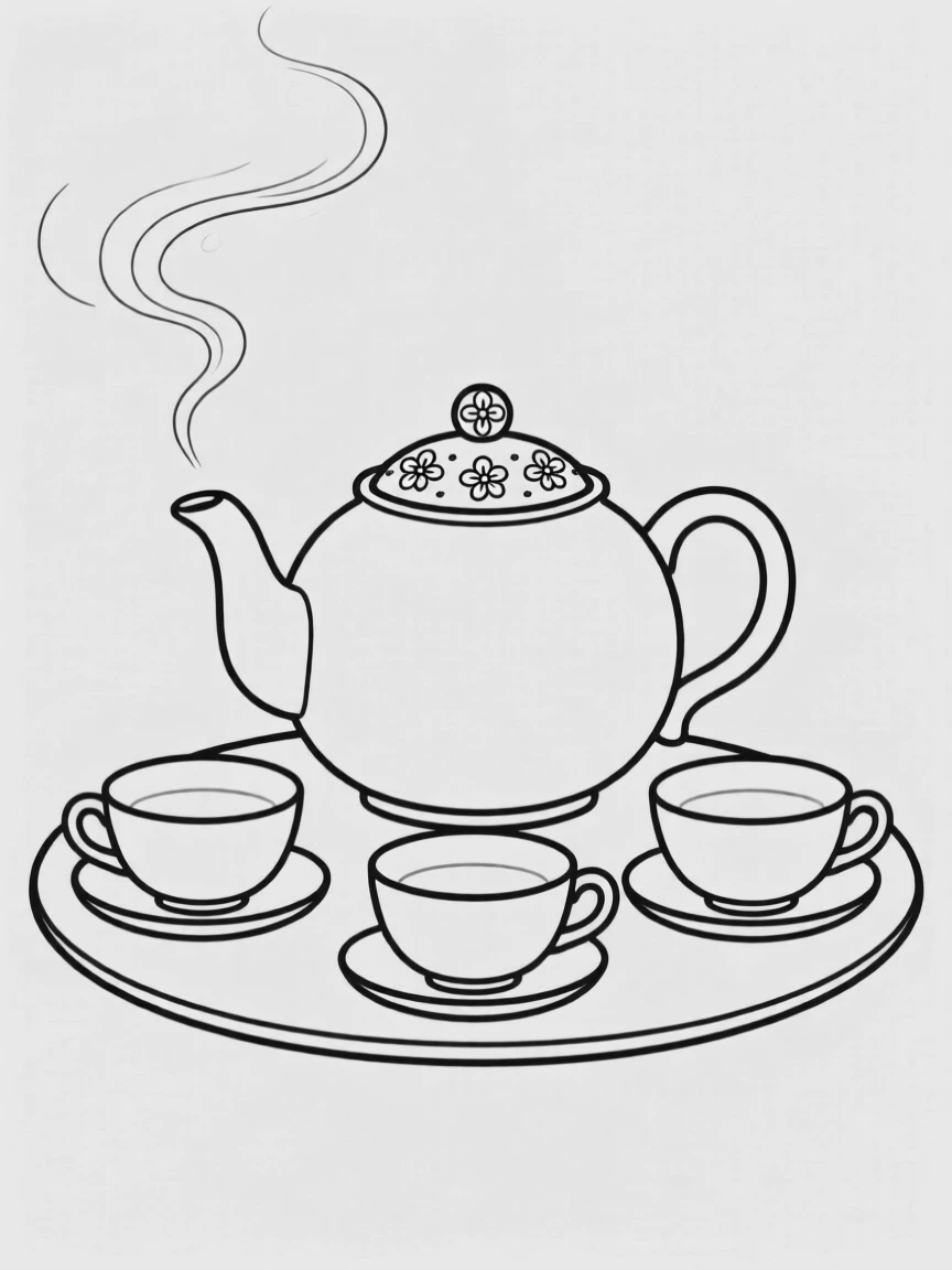A teapot and cups set for an afternoon tea gathering