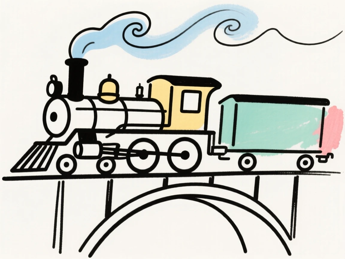 A vintage steam train crossing a bridge