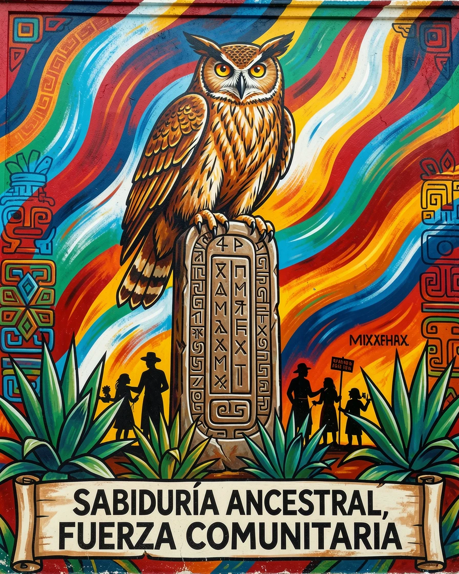 A wise owl spirit perched atop an ancient rune stone