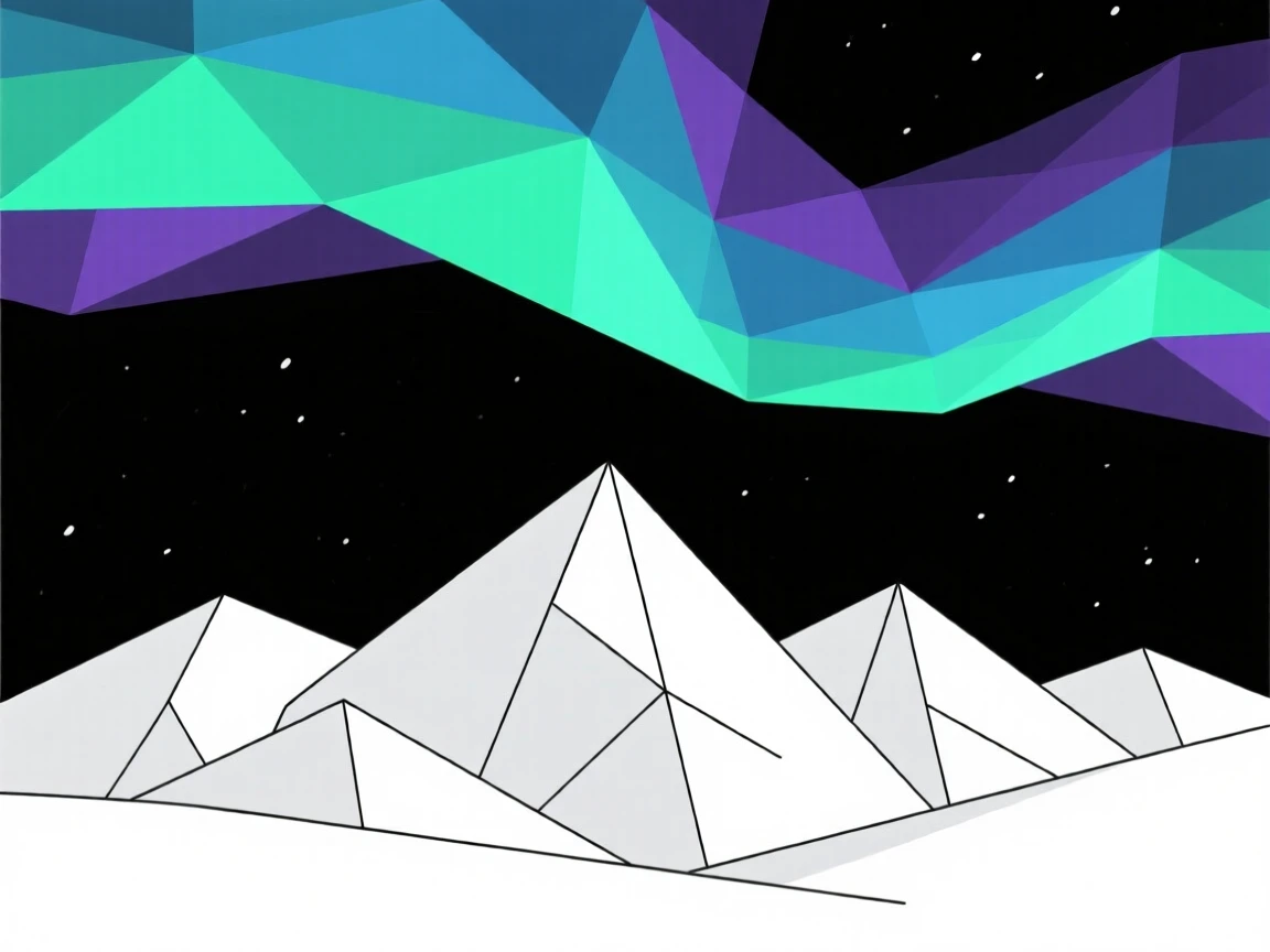 An aurora borealis glowing above a snowy mountain range