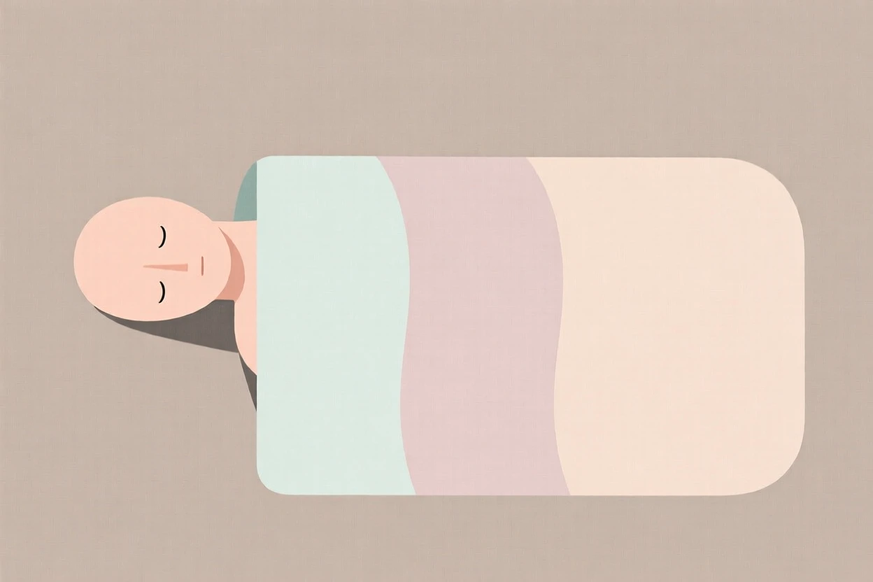 A person sleeping peacefully under soft blankets