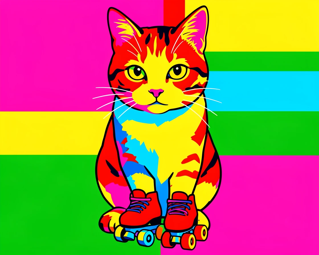 Cat wearing tiny roller skates