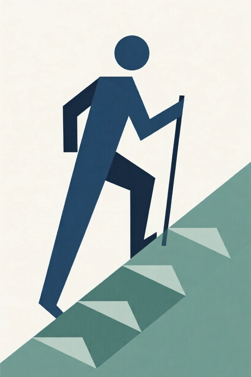 A person hiking up a trail for exercise