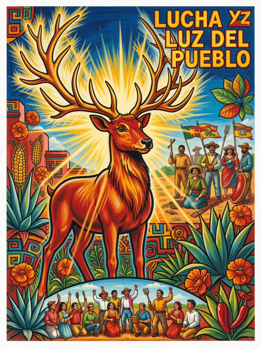 A mythical stag with antlers made of golden light