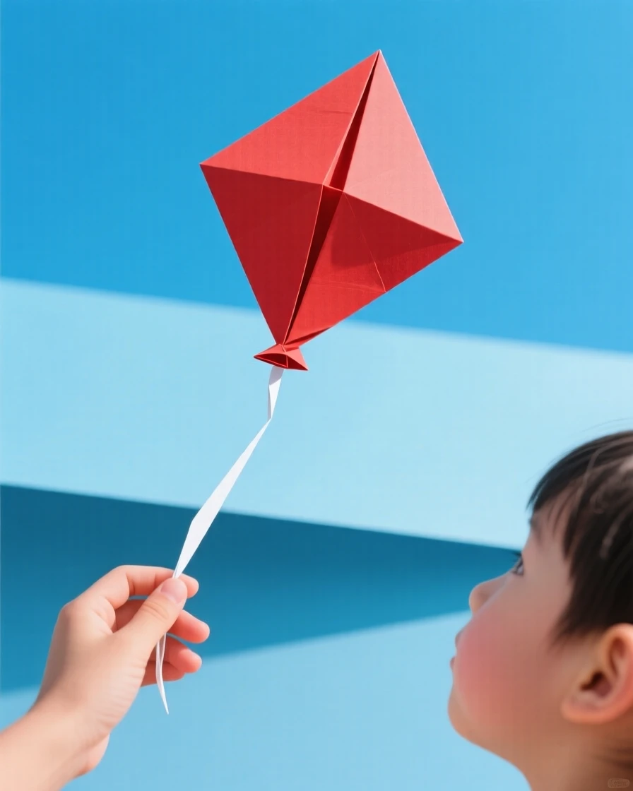 A child's balloon slipping from their hand and drifting up into a bright blue sky.