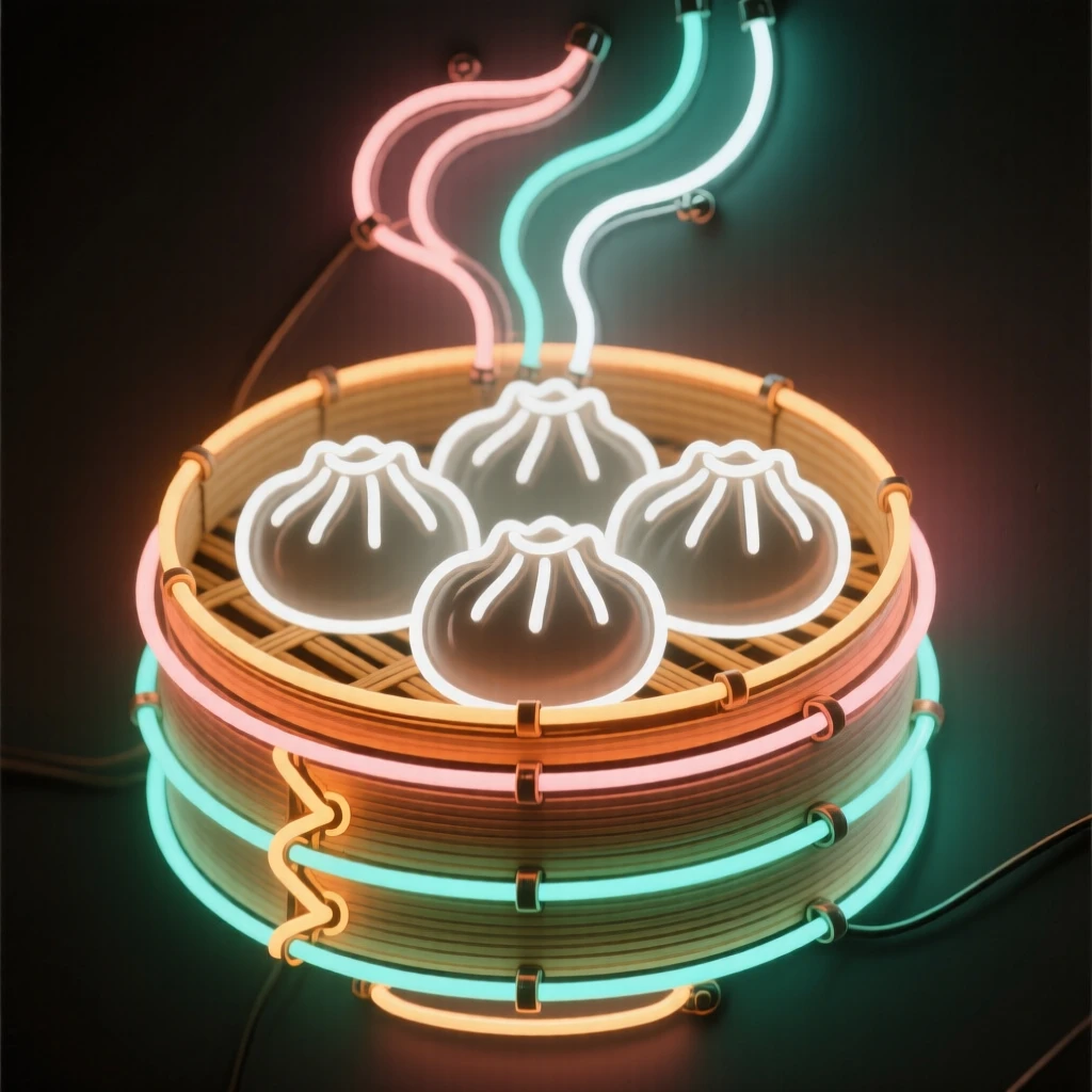 A bowl of steaming dumplings arranged in a bamboo steamer.