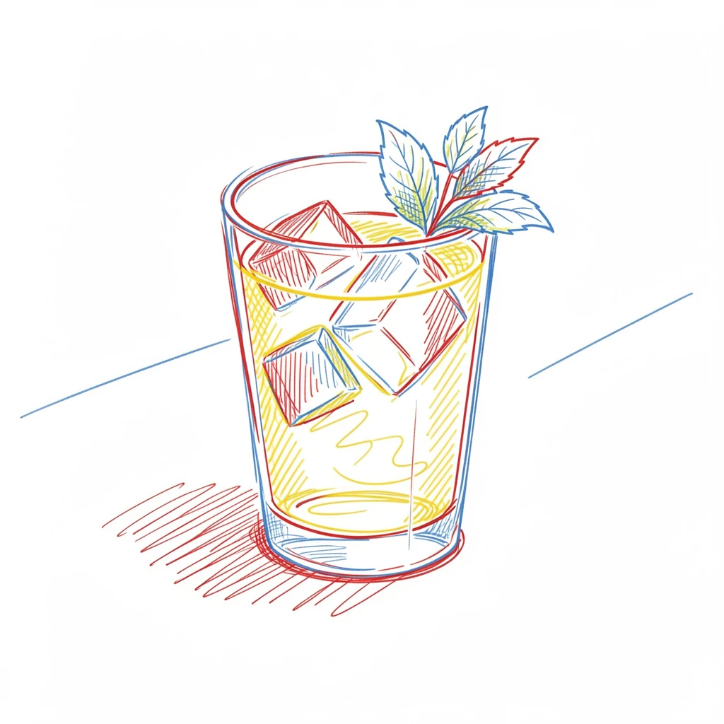 A glass of iced lemonade with mint leaves on a hot summer day