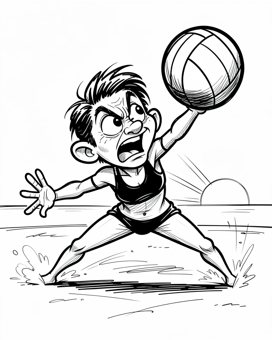 [Trending & Universal Topics] Modern lifestyle scene of a beach volleyball player diving dramatically to save the ball, capturing everyday joy