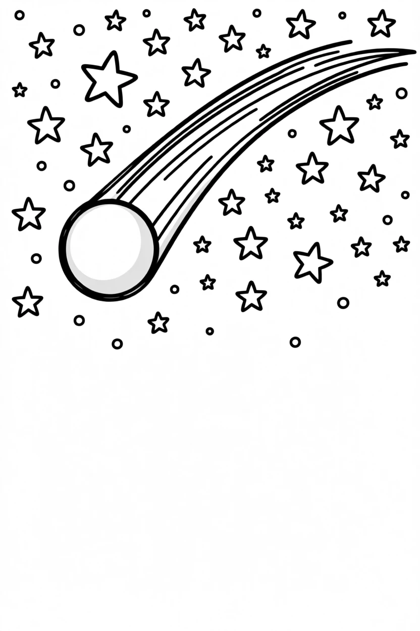 A comet streaking across a sky full of stars