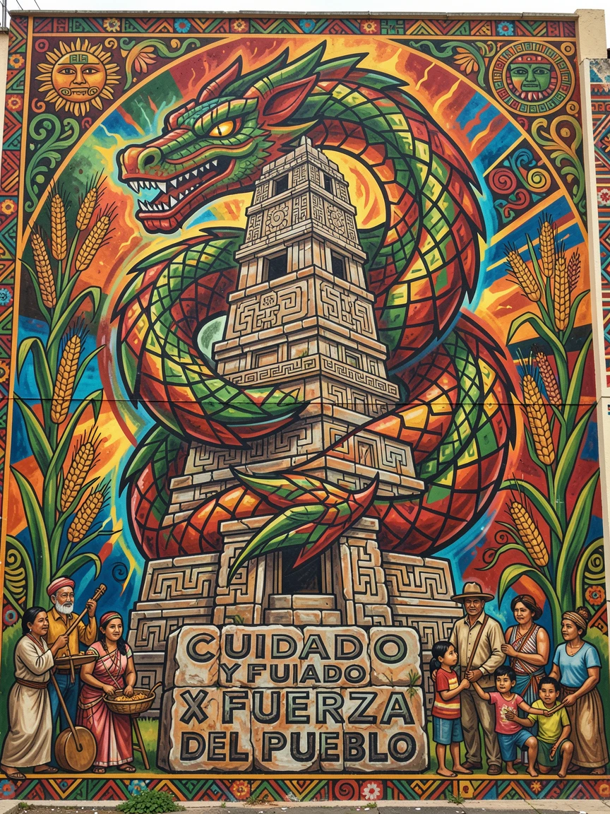 A guardian dragon coiled around an ancient temple spire