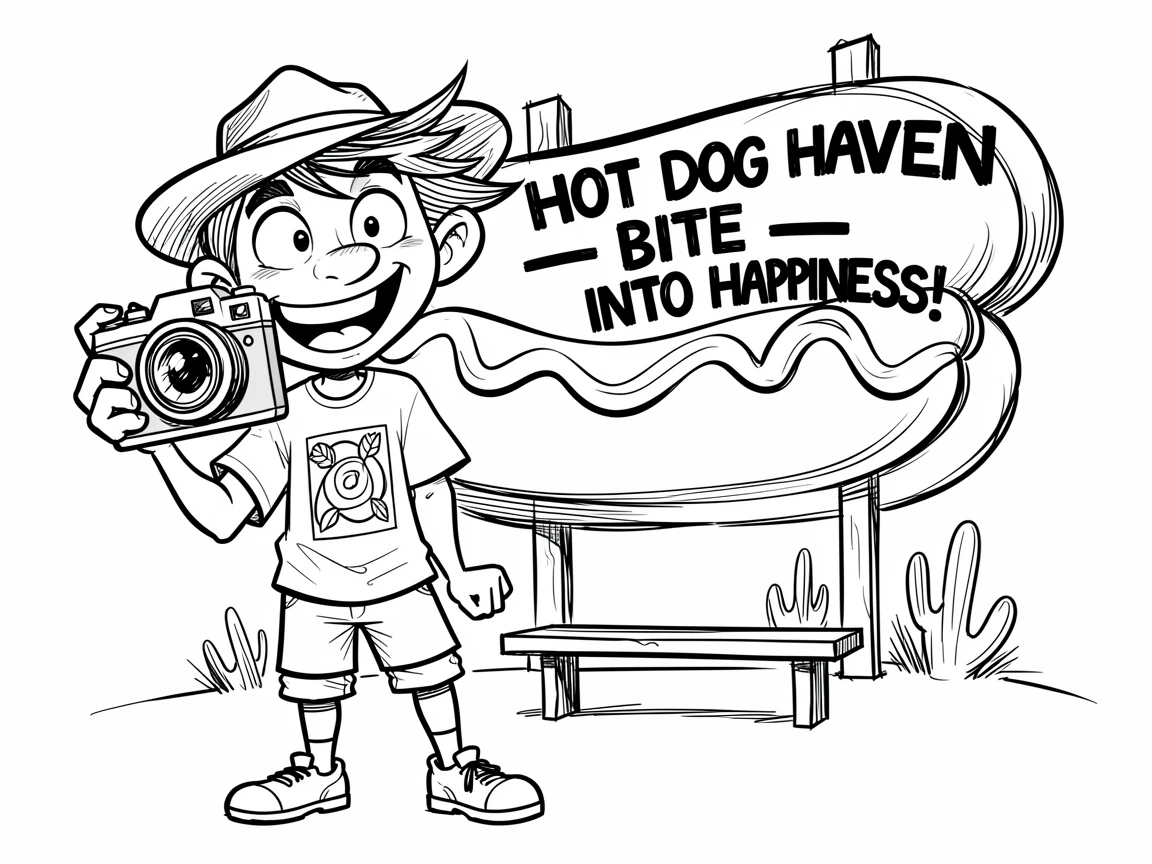[Trending & Universal Topics] Modern lifestyle scene of a road tripper snapping a photo at a quirky roadside attraction, capturing everyday joy