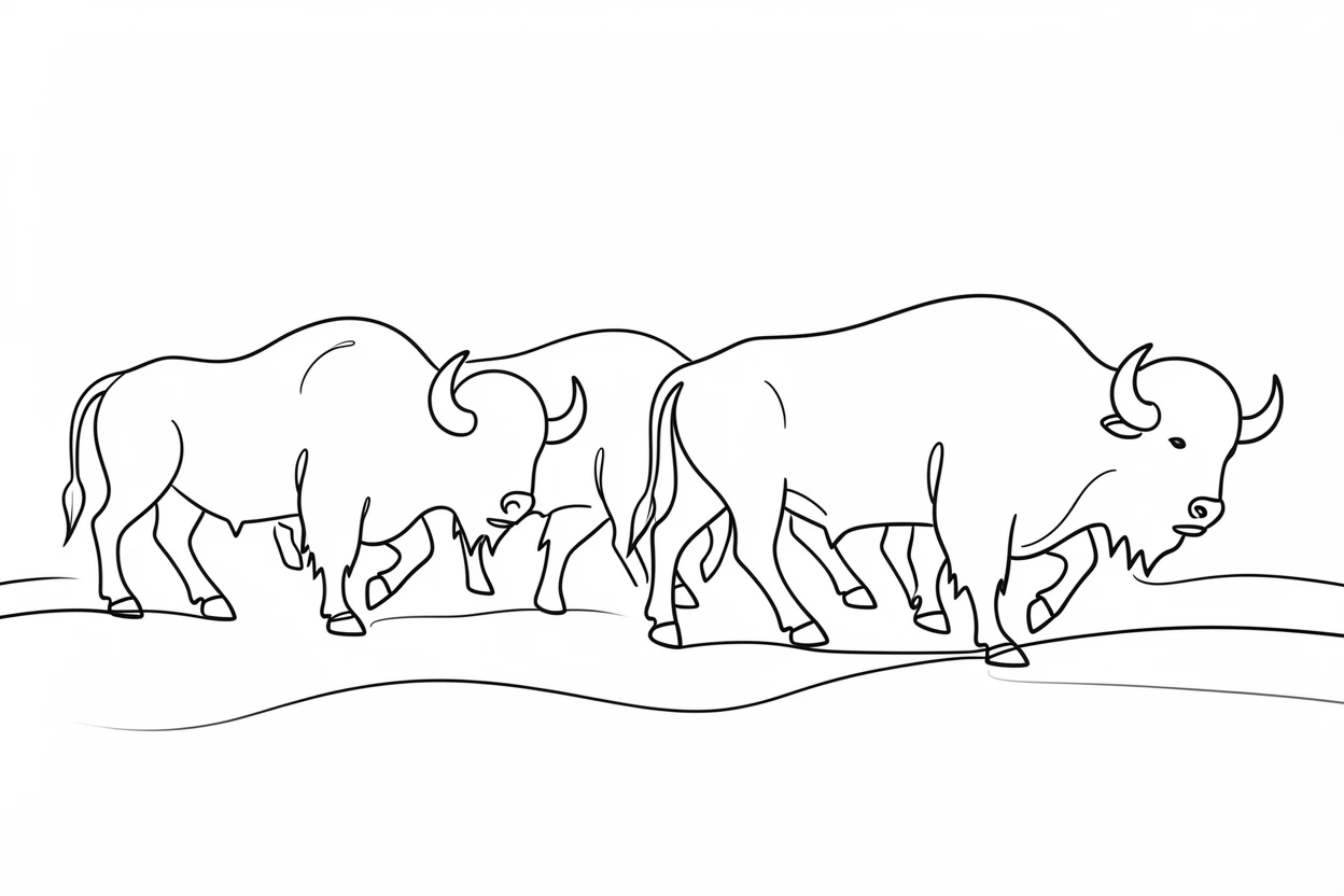 A herd of prehistoric bison migrating across an ice age tundra