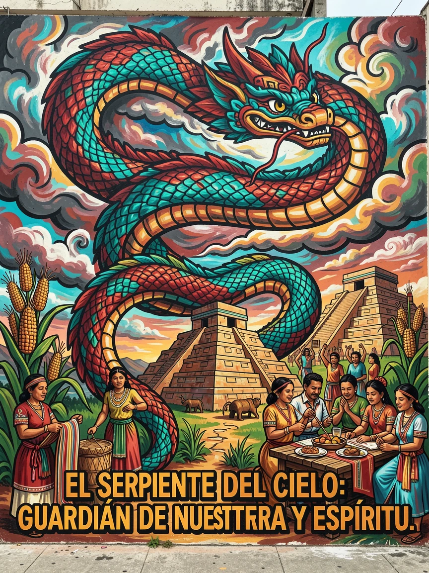 A legendary sky serpent weaving through storm clouds