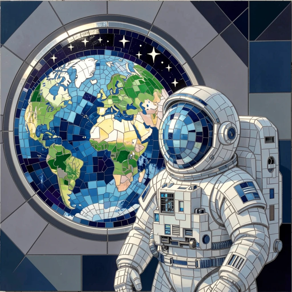 An astronaut gazing at Earth through a spacecraft window.