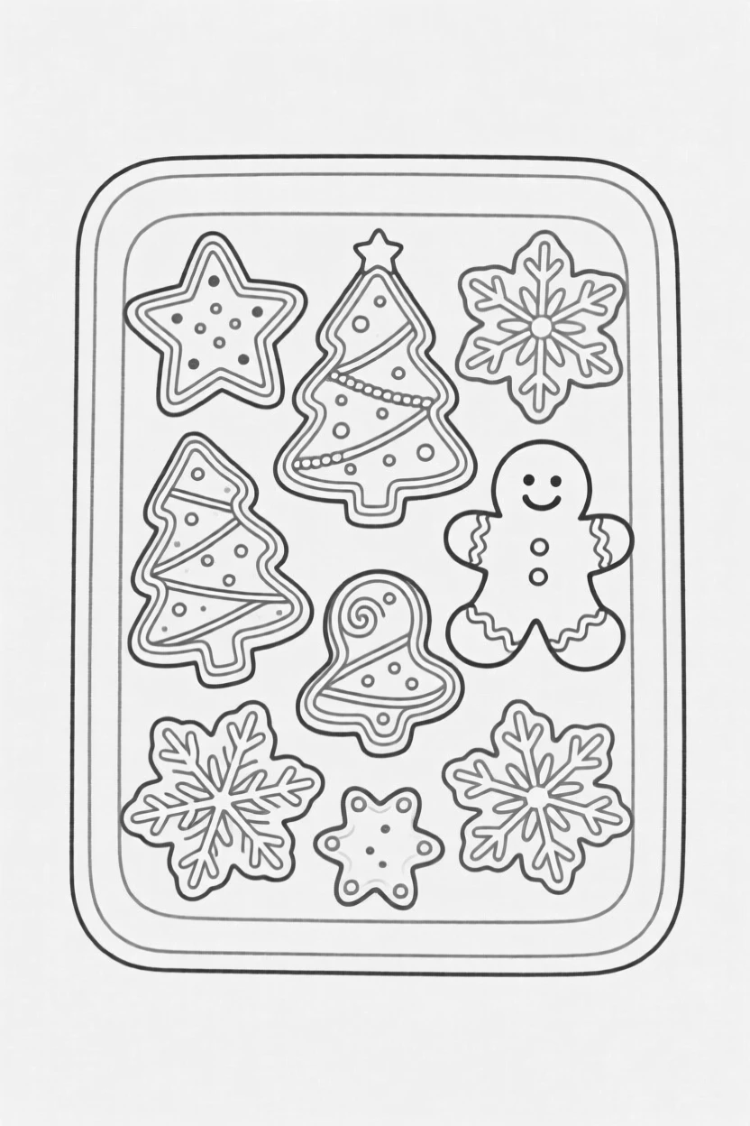 A tray of gingerbread cookies decorated for the holidays