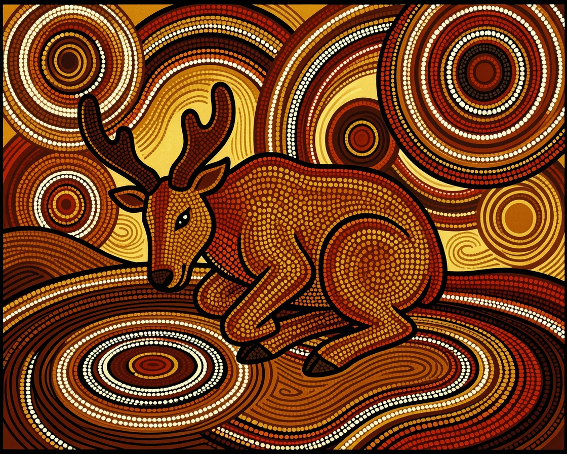 A reindeer sheltering from a desert storm