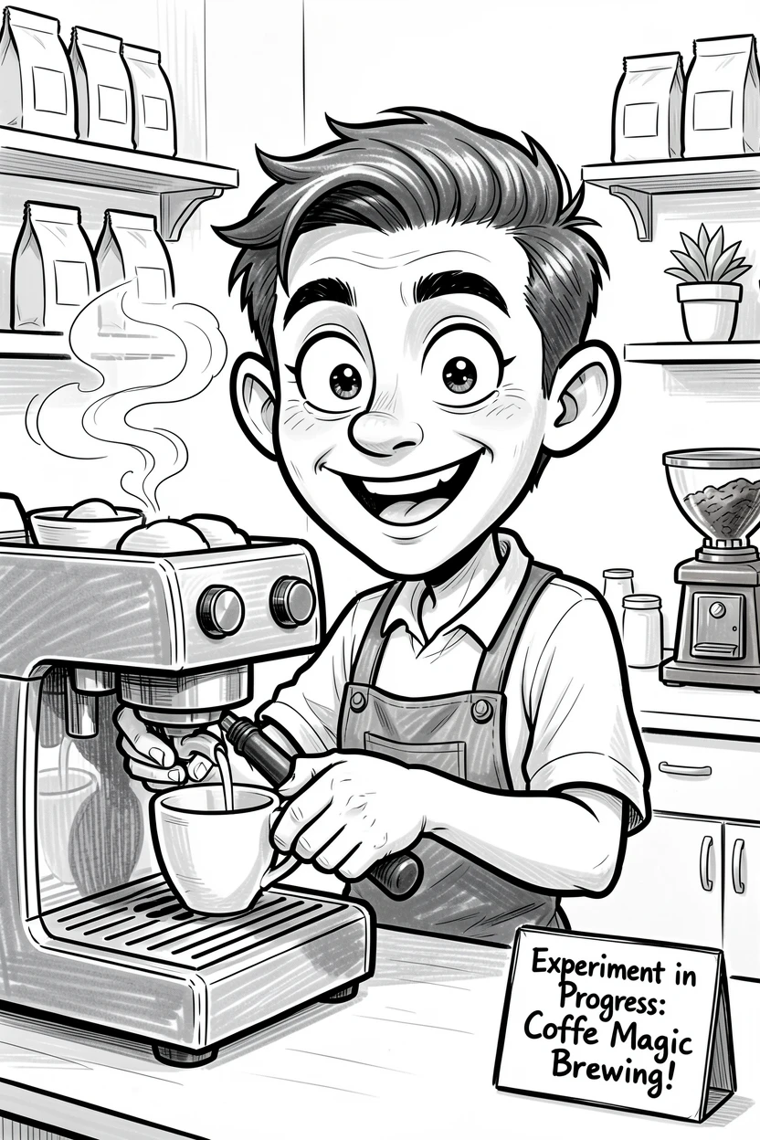 [Trending & Universal Topics] Modern lifestyle scene of a home baristas experimenting with a new coffee recipe, capturing everyday joy