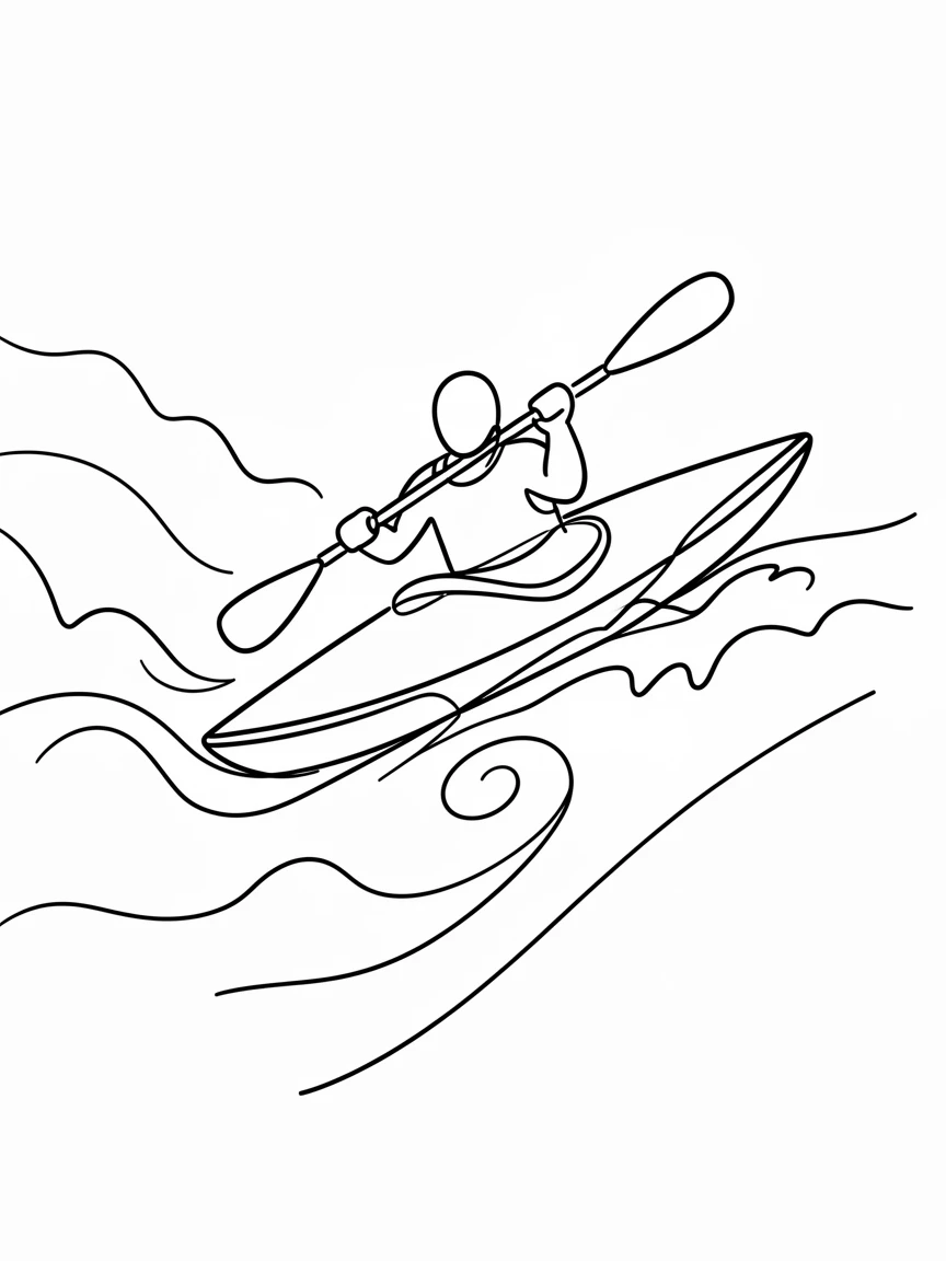 A kayaker paddling through churning white-water rapids